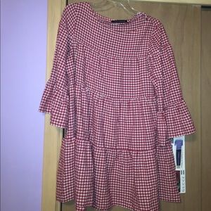 Zara Red Gingham Dress Size Medium